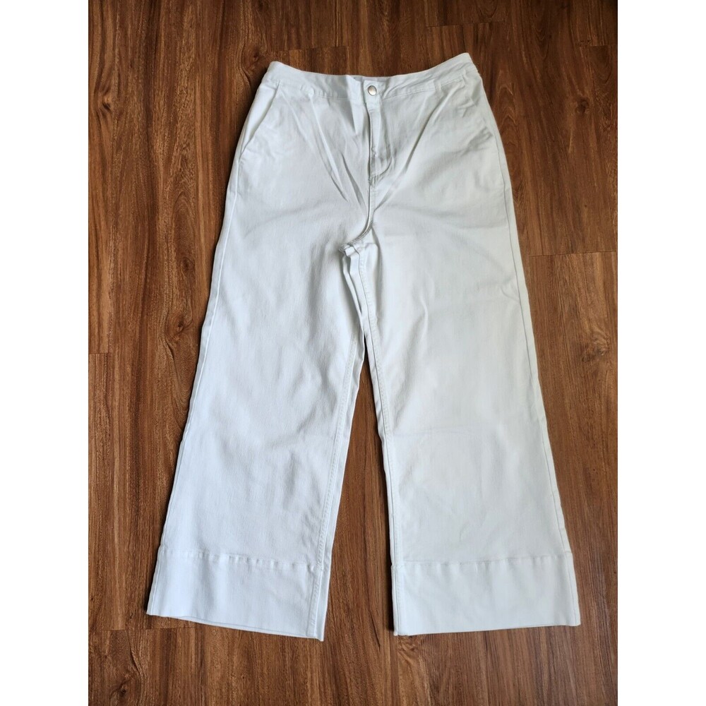 Textile Jeans Womens Plus Size 14 White High Rise Wide Leg
